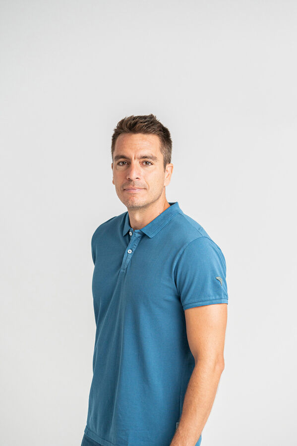 Privata Camisa polo piqu&eacute; 100% algod&atilde;o lavado Azul