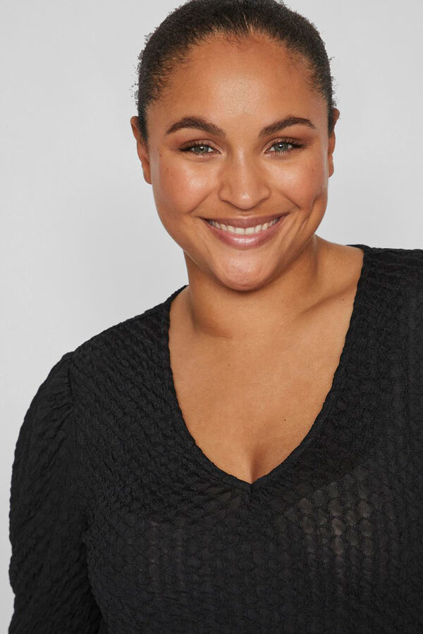 Evoked by Vila Top de manga 3/4 abullonada Negro