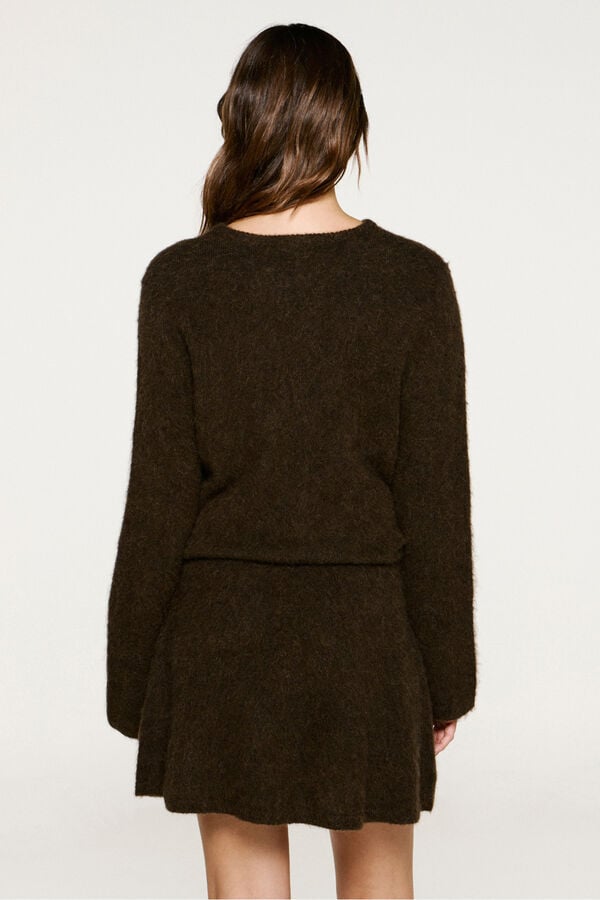 Selected Jersey detalle met&aacute;lico alpaca y lana Marr&oacute;n oscuro