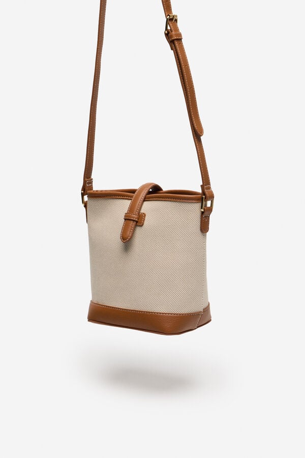 Cortefiel Bolsa tiracolo bucket de lona Castanho