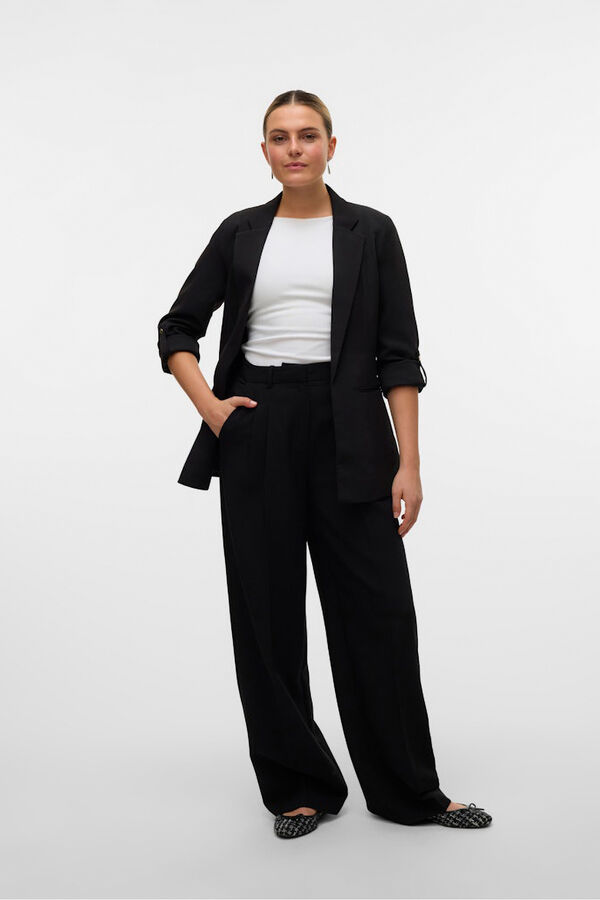 Vero Moda Blazer abierta con manga remangada Negro