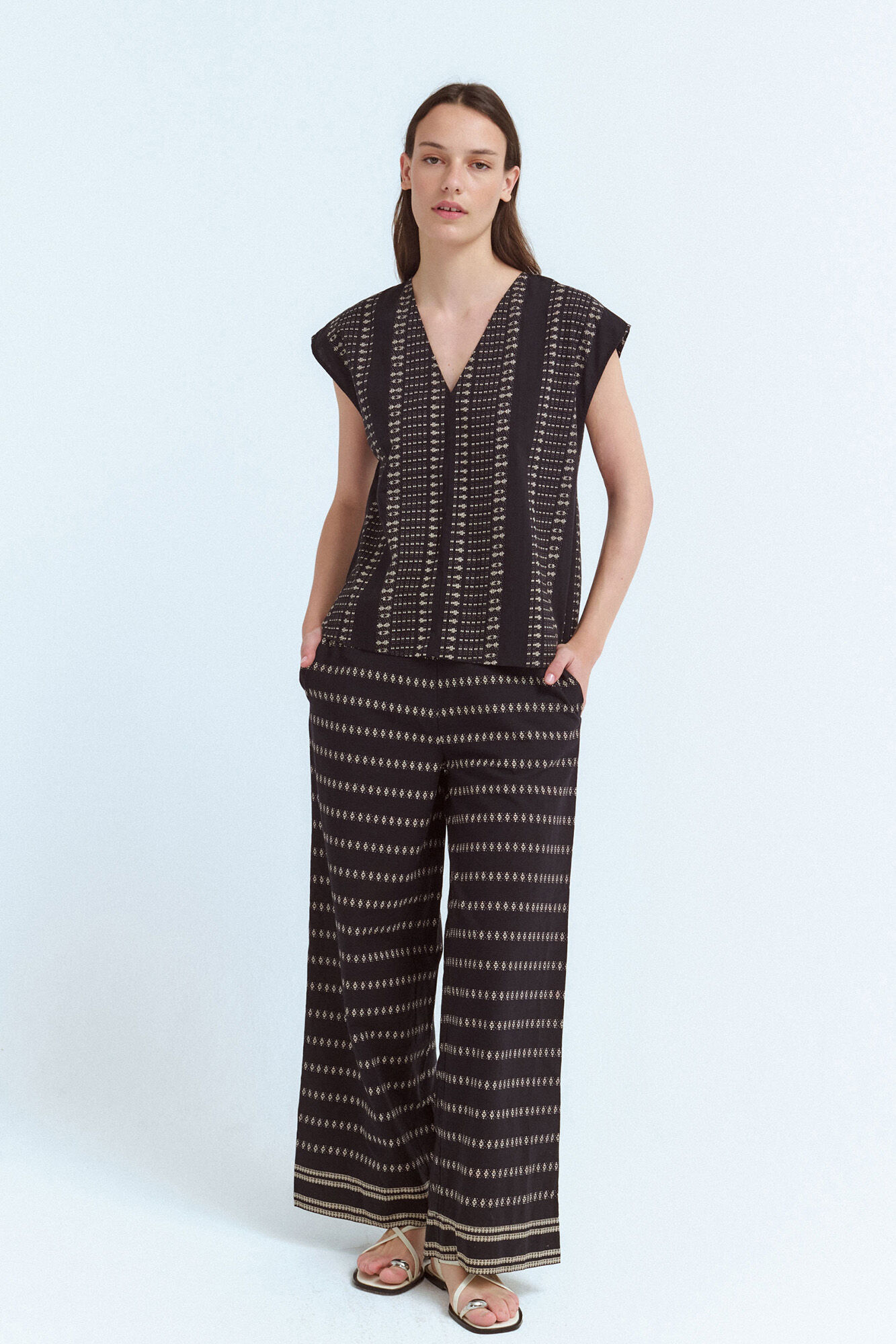 Vila Pantal&oacute;n 7/8 estampado de algod&oacute;n org&aacute;nico