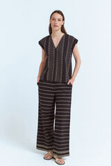 Vila Calças estampado 7/8 de algodão orgânico Preto