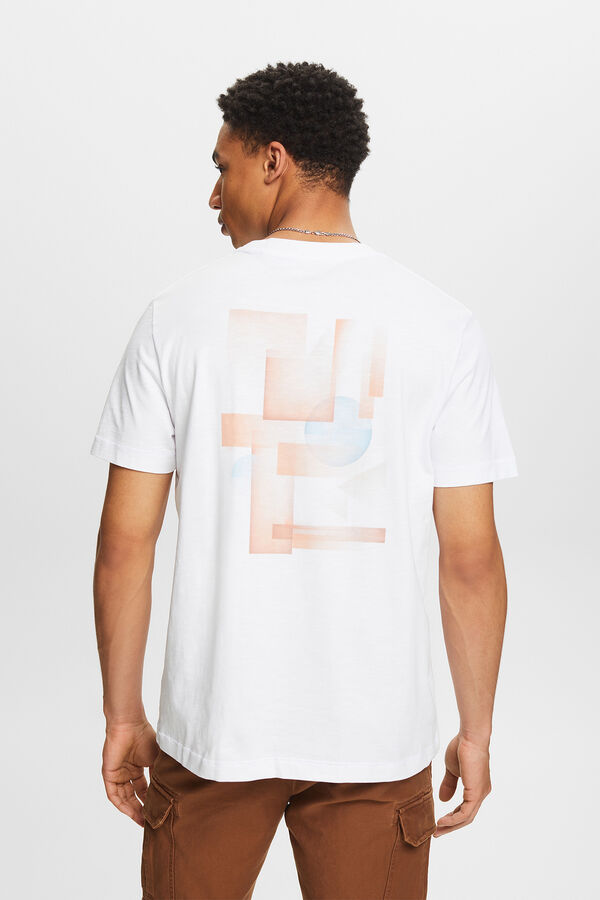 Esprit Camiseta algod&oacute;n logo y transfer en espalda Blanco