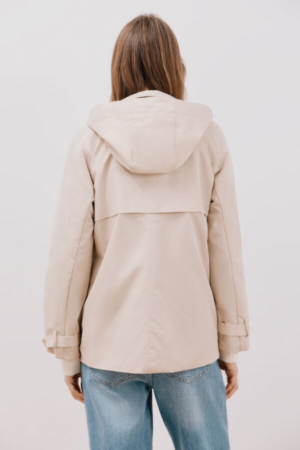 Cortefiel Gabardina curta com v&eacute;u Castanho