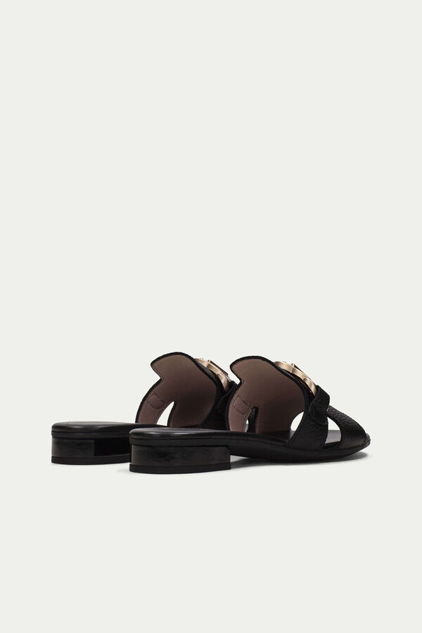 Hispanitas Sand&aacute;lia rasa adorno duplo H LENA Preto