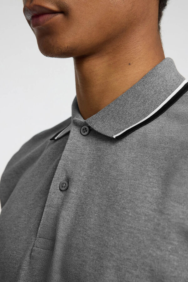 Selected Polo manga curta piqu&eacute; Cinzento