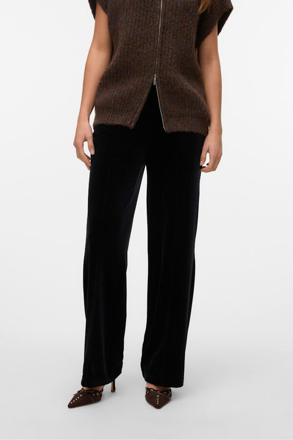 Vero Moda Pantal&oacute;n largo terciopelo Negro