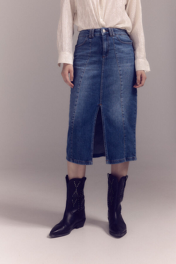 Slowlove Falda Vaquera Cortes Azul