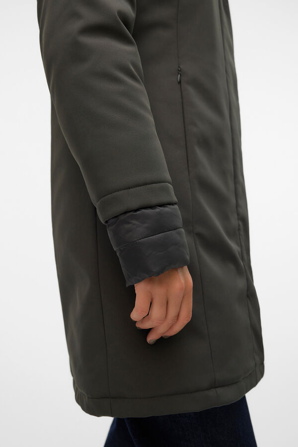 Vero Moda Sobretudo feminino com capuz Cinzento