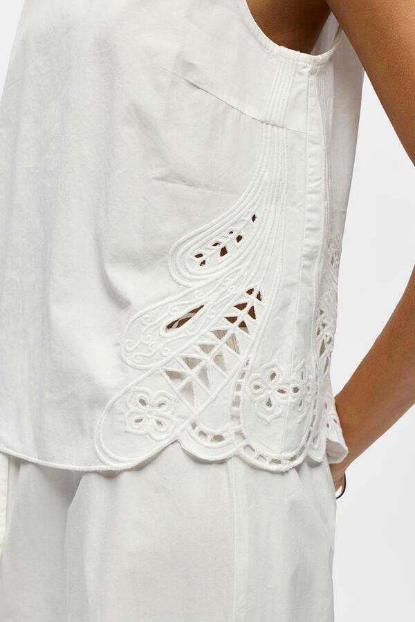 Object Top em algod&atilde;o bordado Branco