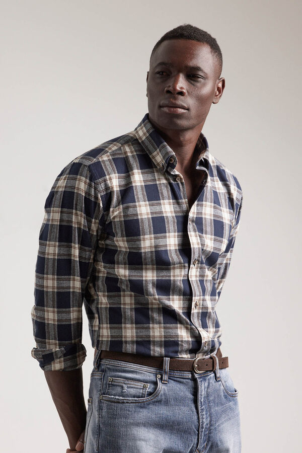 PuroEGO Camisa aos quadrados  Azul