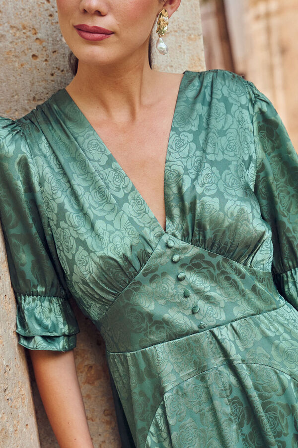 Pol&iacute;n Et Moi Vestido manga Francesa Amabella Verde