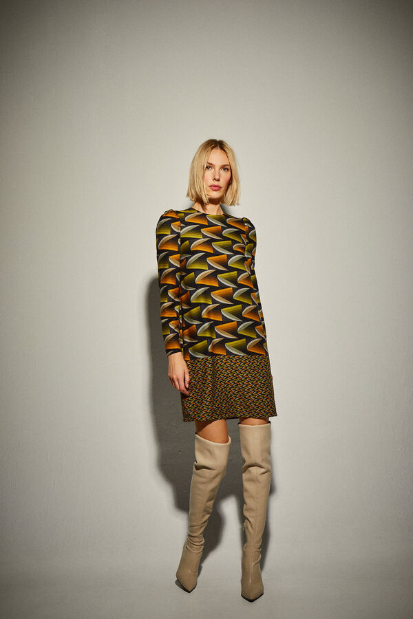 Dolores Promesas Vestido curto com estampado de folhas Multicolorido