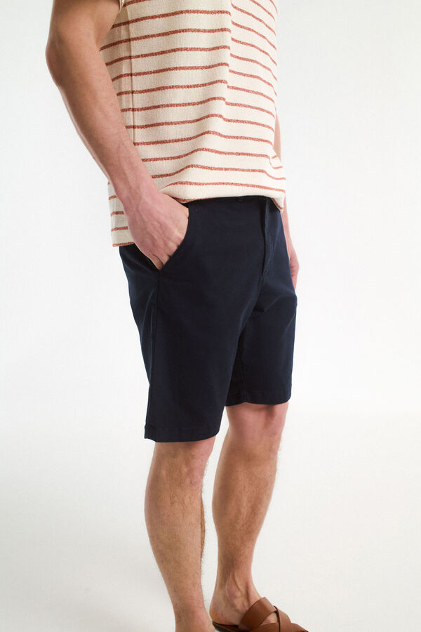 Selected Pantal&oacute;n chino corto confeccionado con lino Negro