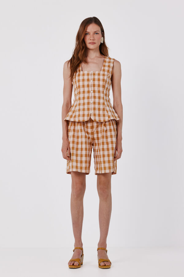 Cortefiel Camisa xadrez Vichy Amarelo