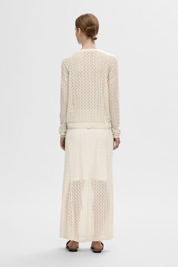 Selected Femme Falda Midi de punto ligero confeccionada con lino, algodón orgánico y Tencel. Gris