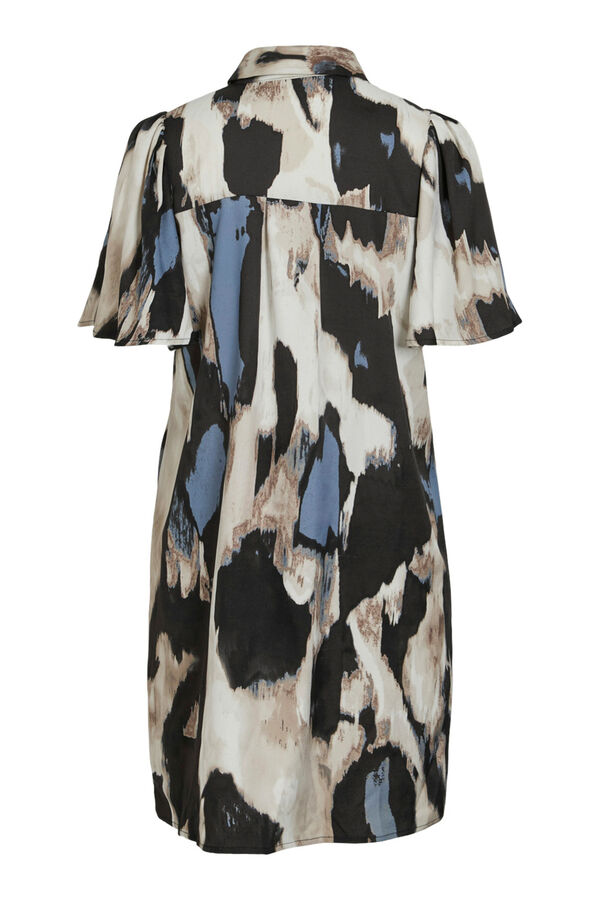 Vila Vestido curto de cetim estampado Azul