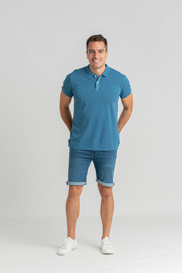 Privata Camisa polo piqu&eacute; 100% algod&atilde;o lavado Azul