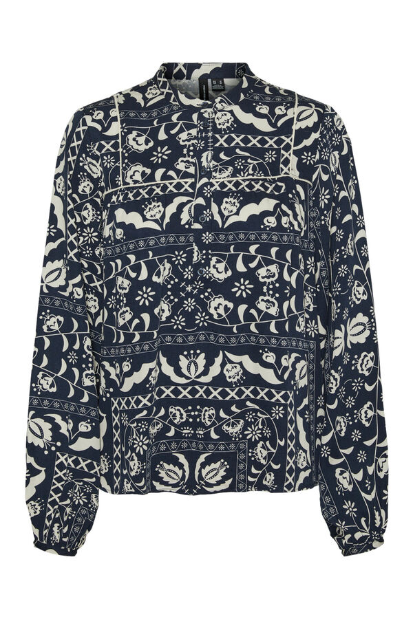 Vero Moda Camisa manga larga cuello mao Azul marino