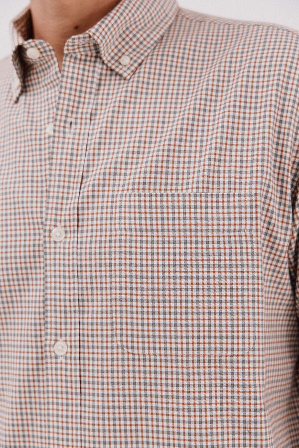 Cortefiel Camisa twill cuadros Estampado naranja