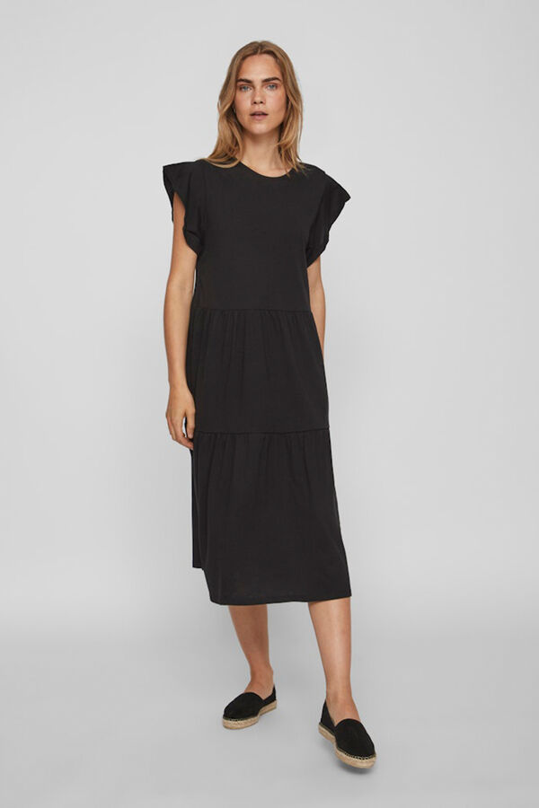 Vila Vestido midi con algod&oacute;n org&aacute;nico Negro