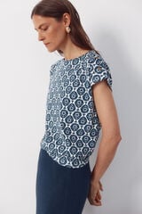 Cortefiel Camiseta b&aacute;sica com bot&otilde;es dourados Impress&atilde;o