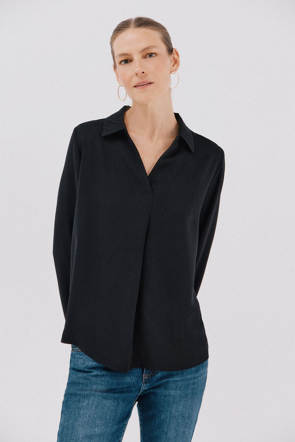 Cortefiel Camisa pliegue Negro