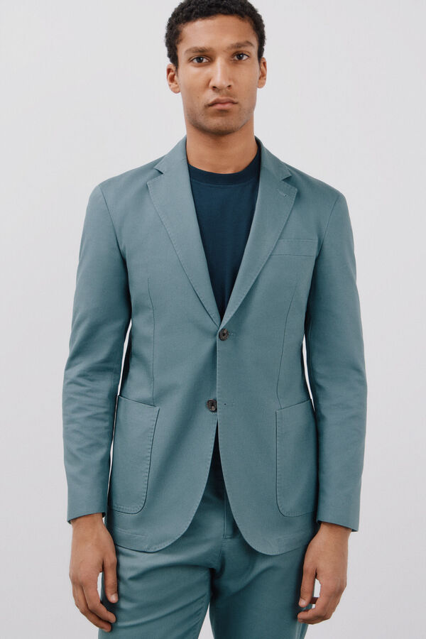 Cortefiel Americana algod&oacute;n y lino Turquesa