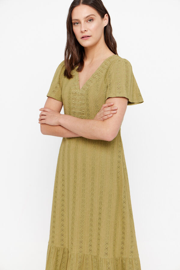 Cortefiel Vestido punto estructura Verde