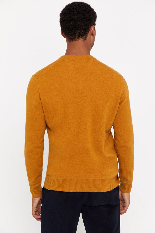 Cortefiel Camisola l&atilde; lambswool gola em bico Dourado