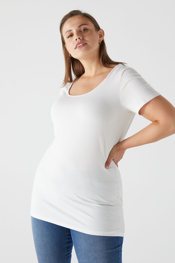 Cortefiel Camiseta básica Curve Blanco