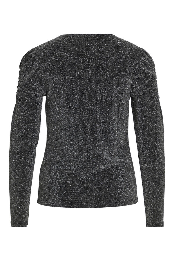 Vila Jersey de punto lam&eacute; de manga larga Negro