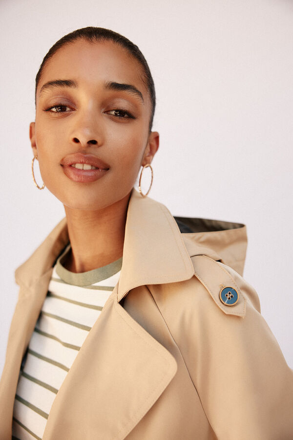 Cortefiel Gabardina corta con vuelo Beige