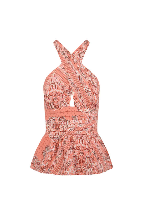 Slowlove Top estampado halter Vermelho