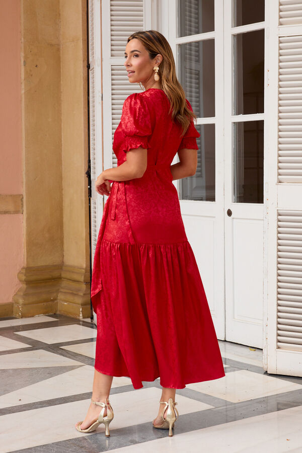 Pol&iacute;n Et Moi Vestido de convidada Joana Vermelho