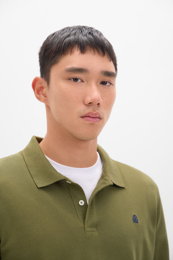 Cortefiel Polo b&aacute;sico manga larga Verde