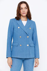 Cortefiel Blazer tejido vaquero Azul