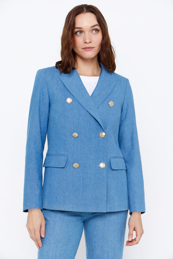 Cortefiel Blazer tejido vaquero Azul
