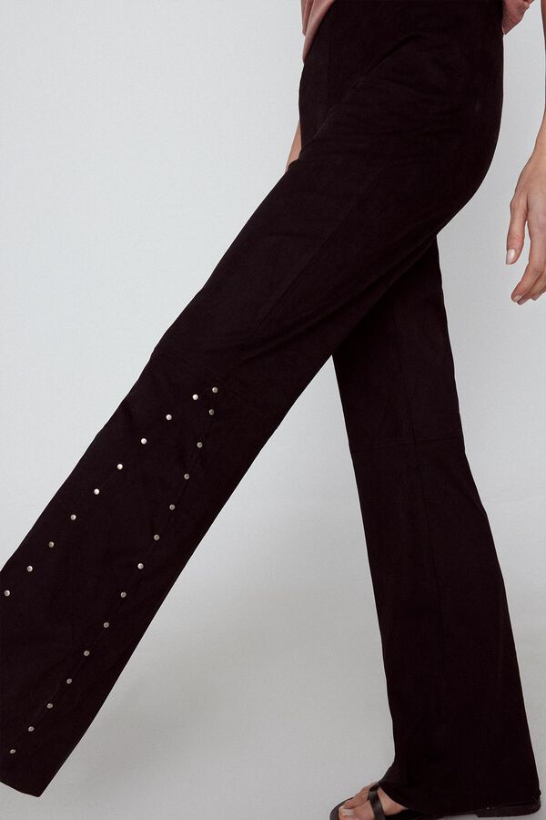 Slowlove Cal&ccedil;as efeito camur&ccedil;a tachas Preto