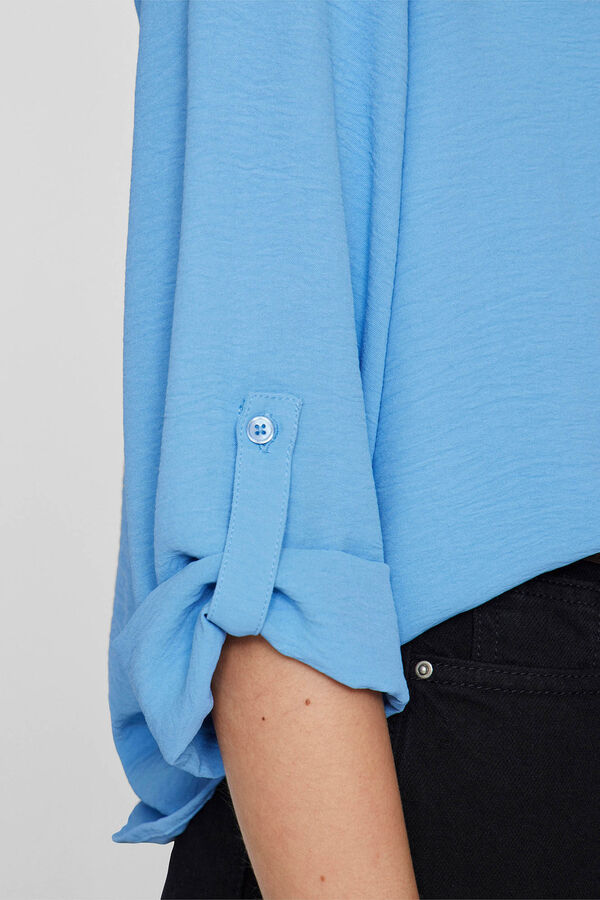 Vila Blusa manga m&eacute;dia Azul