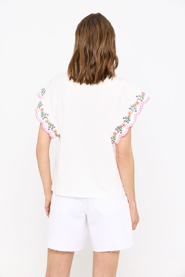 Cortefiel Camisola com detalhes bordados florais Branco