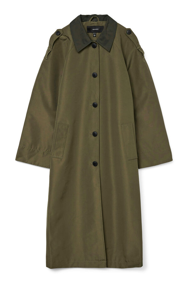 Vero Moda Gabardina larga bicolor Verde