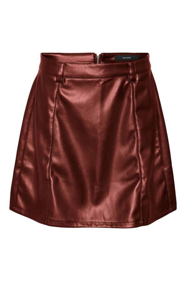 Vero Moda Curve Saia curta efeito pele plus size Castanho