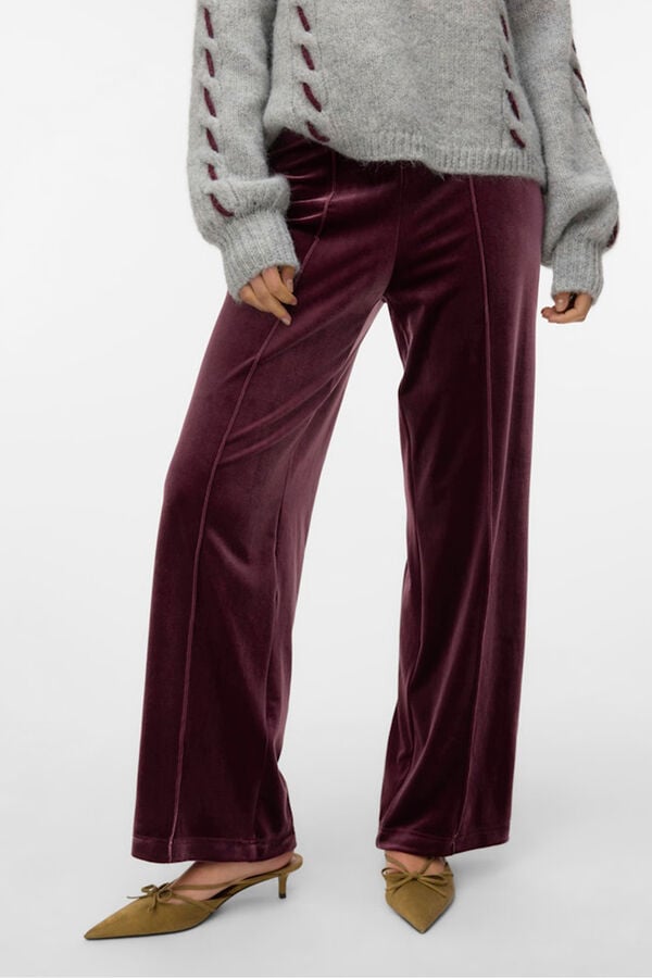 Vero Moda Pantal&oacute;n largo terciopelo Morado