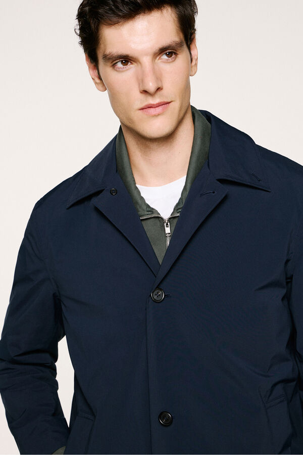 Selected Sobretudo t&eacute;cnica imperme&aacute;vel com colete remov&iacute;vel  Azul