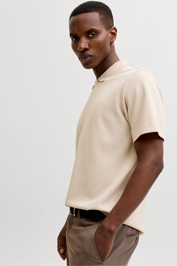 Jack & Jones Polo gola fecho-&eacute;clair Tostado