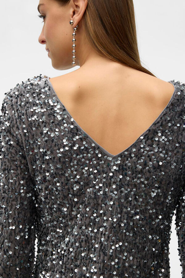 Vero Moda Vestido curto lantejoulas Cinzento