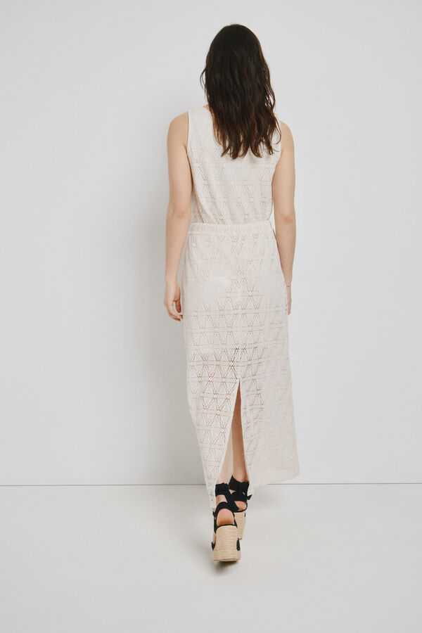 Vero Moda Falda midi con calados Beige