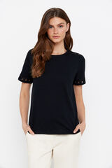 Cortefiel Camiseta cinta floral Negro